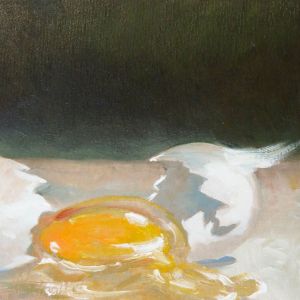 Broken Egg, oil on panel, 8x8 inches